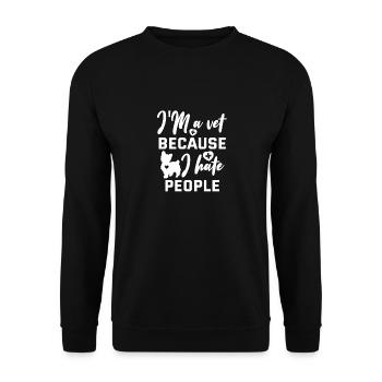 Tierarzt Geschenk | Tiermediziner - Unisex Pullover - Schwarz - Vorne - Alina (178cm) & Michal (187cm)