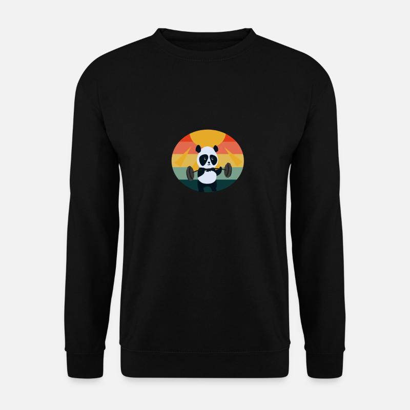 Panda Sunset Weight Lifting - Unisex Sweatshirt - black