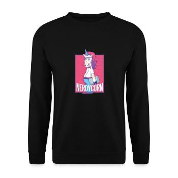 The dream of the unicorn the nerdycorn - Unisex Sweatshirt - black - Front - Alina (178cm) & Michal (187cm)