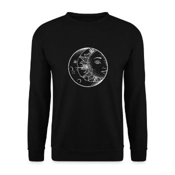 Sonne und Mond Moon Sun Sonnenschein gute Nacht - Unisex Pullover - Schwarz - Vorne - Alina (178cm) & Michal (187cm)