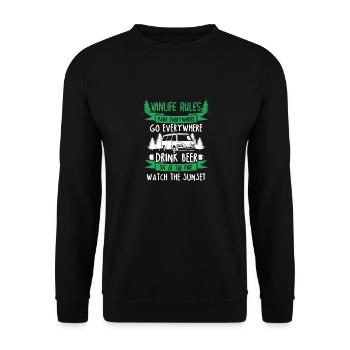 Camper Bus Caravan Camping Van - Unisex Pullover - Schwarz - Vorne - Alina (178cm) & Michal (187cm)