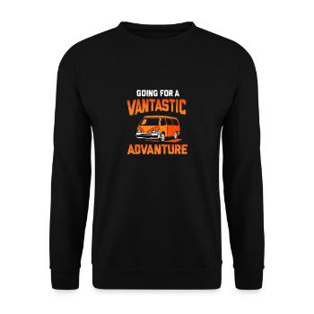 Camper Bus Caravan Camping Van - Unisex Pullover - Schwarz - Vorne - Alina (178cm) & Michal (187cm)