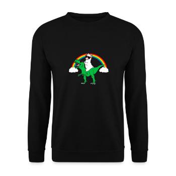 Trex und Lama Geschenk - Unisex Pullover - Schwarz - Vorne - Alina (178cm) & Michal (187cm)