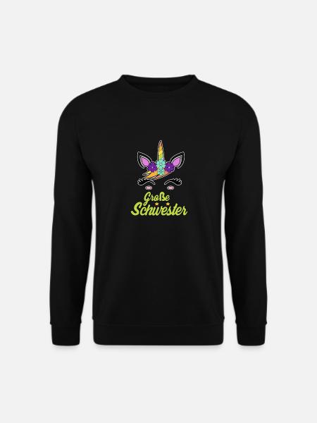 Große Schwester Einhorn Geschenk Grose Grosse - Unisex Pullover - Schwarz
