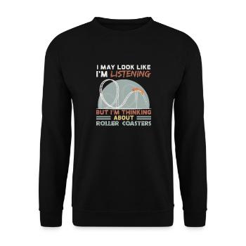 Lustige Achterbahn Fan Geschenk Grafik Roller - Unisex Pullover - Schwarz - Vorne - Alina (178cm) & Michal (187cm)