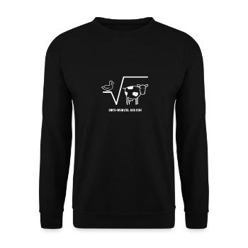 T-Shirt Mathe Ente Wurzel aus Kuh Geschenk - Unisex Pullover - Schwarz - Vorne - Alina (178cm) & Michal (187cm)