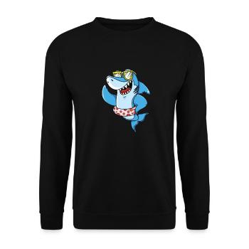 Sommer Hai für Kinder und Erwachsene - Unisex Pullover - Schwarz - Vorne - Alina (178cm) & Michal (187cm)
