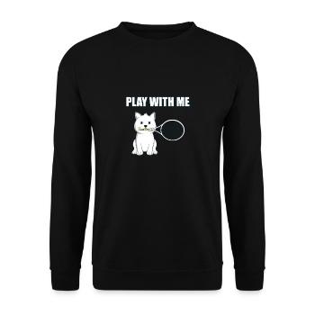 Spiel Mit Mir Tennis Hund Katze Tierlieb Geschenk - Unisex Pullover - Schwarz - Vorne - Alina (178cm) & Michal (187cm)