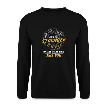 Lustiger Geschenkdruck für Rugby-Spieler Rugby-Fan-Trainer - Unisex Pullover - Schwarz - Vorne - Alina (178cm) & Michal (187cm)