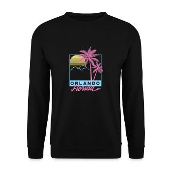 Orlando Beach FL, Florida Tee, Vintage Stranddruck - Unisex Pullover - Schwarz - Vorne - Alina (178cm) & Michal (187cm)