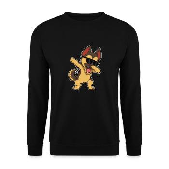 Lustig Dabbing Deutscher Schäferhund Hunde Shirt - Unisex Pullover - Schwarz - Vorne - Alina (178cm) & Michal (187cm)