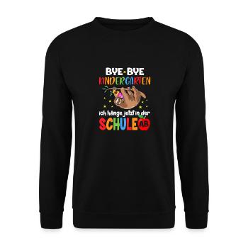 Bye Kindergarten Ich Hänge Jetzt in Der Schule Ab - Unisex Pullover - Schwarz - Vorne - Alina (178cm) & Michal (187cm)