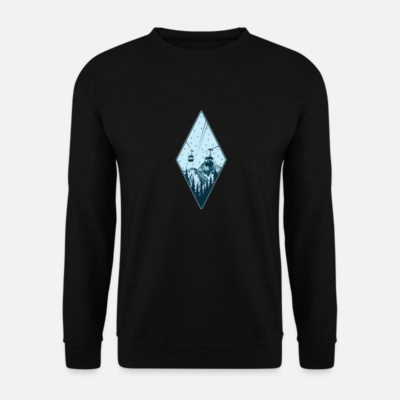 Gondel Berge Baum Natur Sterne Nacht Geschenk - Unisex Pullover - Schwarz