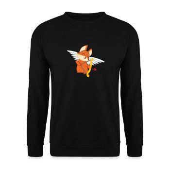 Fox – Cute Fox – Fox Lover – Cupid - Unisex Sweatshirt - black - Front - Alina (178cm) & Michal (187cm)