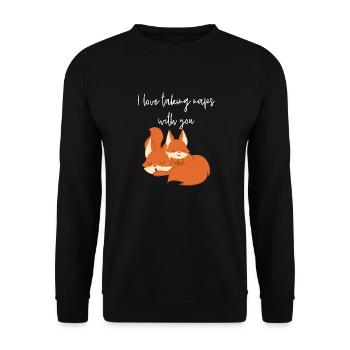 Fox – Cute Fox – Fox Lover – Naps - Unisex Sweatshirt - black - Front - Alina (178cm) & Michal (187cm)