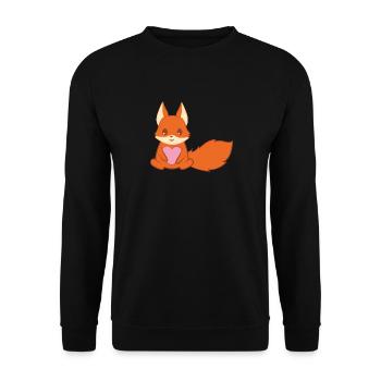Fox – Cute Fox – Fox Lover – Fox Heart - Unisex Sweatshirt - black - Front - Alina (178cm) & Michal (187cm)