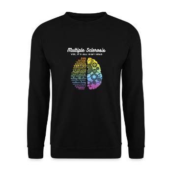 Ja, es ist alles in meinem Kopf Multiple Sklerose drucken, - Unisex Pullover - Schwarz - Vorne - Alina (178cm) & Michal (187cm)