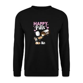 Happy Pill Guinea Pig Tee, Guinea Pig graphic - Unisex Sweatshirt - black - Front - Alina (178cm) & Michal (187cm)