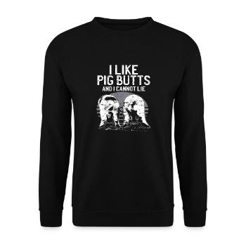 I Like Pig Butts Cannot Life Awesome Funny Gift - Unisex Sweatshirt - black - Front - Alina (178cm) & Michal (187cm)