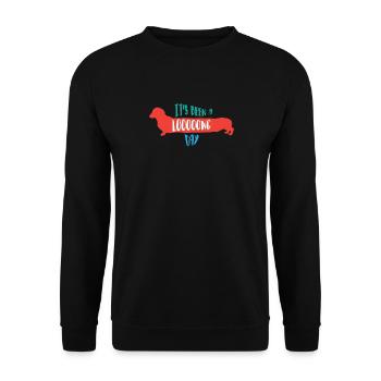 Dachshund Dachshund Teckel Mate Chiot Dachshund - Sweat-shirt Unisexe - noir - Devant - Alina (178cm) & Michal (187cm)