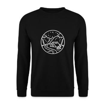 Camping Mountains Drawing Camping Camping Nature - Unisex Sweatshirt - black - Front - Alina (178cm) & Michal (187cm)