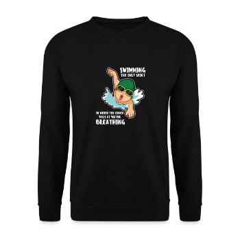 Lustige Schwimmen Sprüche Schwimmer Kraulen Wasser - Unisex Pullover - Schwarz - Vorne - Alina (178cm) & Michal (187cm)