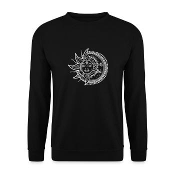 sun Moon Sonne Mond Gute Nacht Halbmond yin yang - Unisex Pullover - Schwarz - Vorne - Alina (178cm) & Michal (187cm)