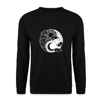 sun Moon Sonne Mond ying yang halbmond meditation - Unisex Pullover - Schwarz - Vorne - Alina (178cm) & Michal (187cm)