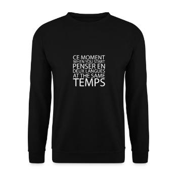 Denken in Französisch und Englisch - Unisex Pullover - Schwarz - Vorne - Alina (178cm) & Michal (187cm)