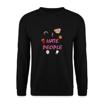 I hate people - Unisex Pullover - Schwarz - Vorne - Alina (178cm) & Michal (187cm)