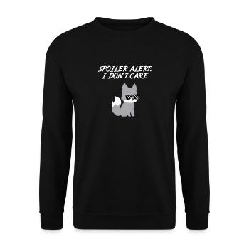 Wolf - Wölfe - Wolffan – Spoiler - Mir egal - Unisex Pullover - Schwarz - Vorne - Alina (178cm) & Michal (187cm)