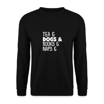 Pet Tee Tea, chiens, livres, siestes - Sweat-shirt Unisexe - noir - Devant - Alina (178cm) & Michal (187cm)