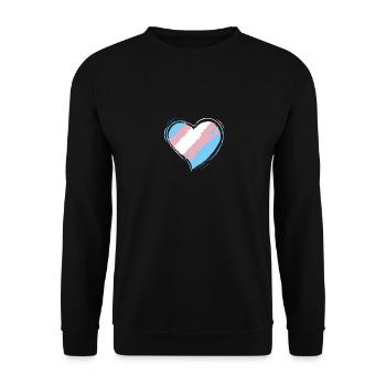 Transgender-Herz-Geschenk, LGBT-Stolz - Unisex Pullover - Schwarz - Vorne - Alina (178cm) & Michal (187cm)