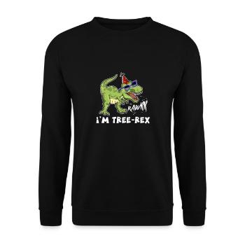 Dinosaure anniversaire Tee, 3e anniversaire impression, trois - Sweat-shirt Unisexe - noir - Devant - Alina (178cm) & Michal (187cm)