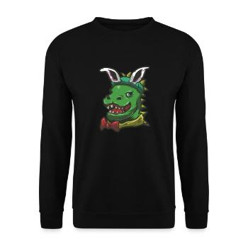 Ostern Rex Bunny Drawing Funny Rabbit Dinosaur - Unisex Pullover - Schwarz - Vorne - Alina (178cm) & Michal (187cm)