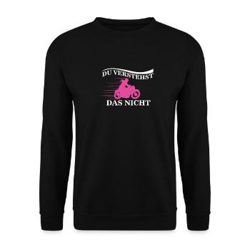 Motorradfahrerin Bikerin Motorrad Wellness Moped - Unisex Pullover - Schwarz - Vorne - Alina (178cm) & Michal (187cm)