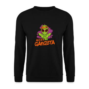 Alien Gangster Aliens Auserirrdischer Geschenk - Unisex Pullover - Schwarz - Vorne - Alina (178cm) & Michal (187cm)