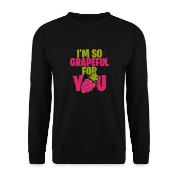 Raisins Rose Reconnaissant Jeu de mots Grapeful Anglais - Sweat-shirt Unisexe - noir - Devant - Alina (178cm) & Michal (187cm)
