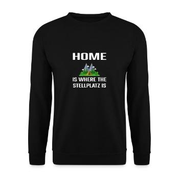 Home is where the Stellplatz is - Unisex Pullover - Schwarz - Vorne - Alina (178cm) & Michal (187cm)
