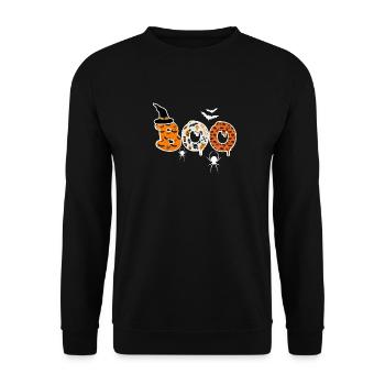 Halloween Boo für gruselige Geister und Hexe - Unisex Pullover - Schwarz - Vorne - Alina (178cm) & Michal (187cm)