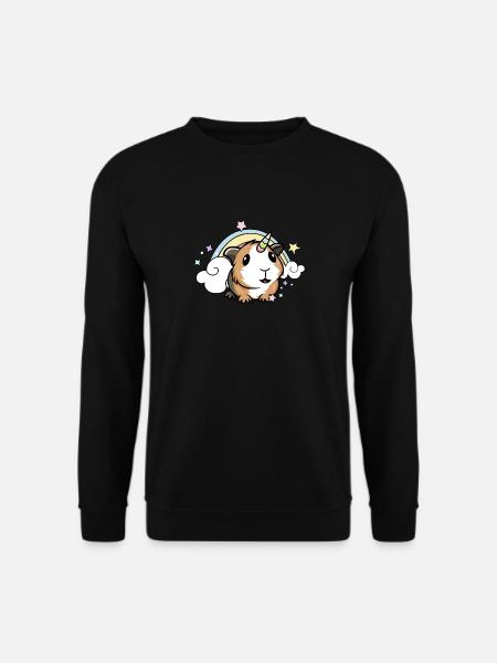 Regenbogen-Einhorn-Meerschweinchen-T-Stück, Meerschweinchen-Grafik - Unisex Pullover - Schwarz
