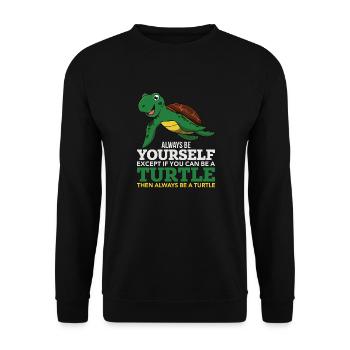 Lustige Schildkröte ist immer Sie selbst Kindergeschenk - Unisex Pullover - Schwarz - Vorne - Alina (178cm) & Michal (187cm)