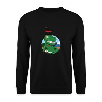 Tee Rex Frauen Männer T-Rex Wortspiel Cup Dinosaurier Zeichnung - Unisex Pullover - Schwarz - Vorne - Alina (178cm) & Michal (187cm)