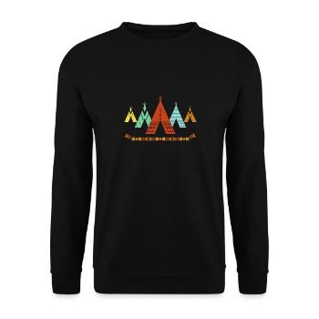 Vintage indianisches Tipi-Design, indisch - Unisex Pullover - Schwarz - Vorne - Alina (178cm) & Michal (187cm)