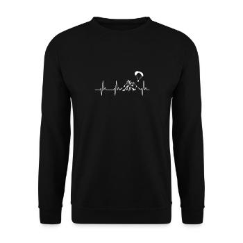 Paragleiter de battement de cœur avec montagne - Sweat-shirt Unisexe - noir - Devant - Alina (178cm) & Michal (187cm)