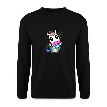 Einhorn Baby T-Shirt | Süßes Shirt mit Einhorn - Unisex Pullover - Schwarz - Vorne - Alina (178cm) & Michal (187cm)