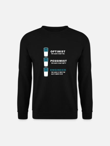 Funny Joke product for Engineers Half Full - Unisex Sweatshirt - black
