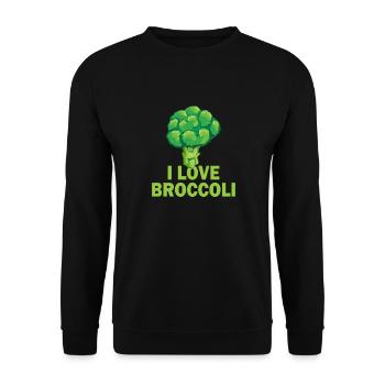 I Love Broccoli Vegan Vegetarian Diet Fitness - Unisex Sweatshirt - black - Front - Alina (178cm) & Michal (187cm)