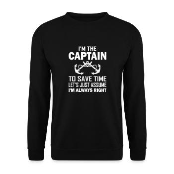 Drôle de bateau avion je suis le capitaine laisse supposer - Sweat-shirt Unisexe - noir - Devant - Alina (178cm) & Michal (187cm)