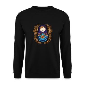 Matryoshka Matryoshka Russian doll Russia - Unisex Sweatshirt - black - Front - Alina (178cm) & Michal (187cm)